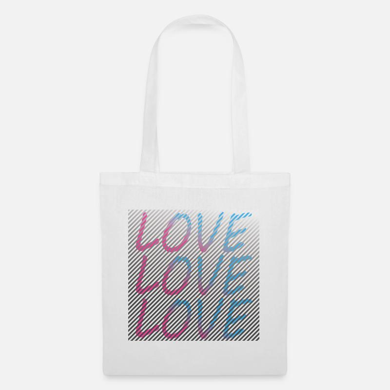 Gradient Love Schriftzug auf Streifen - Stoffbeutel - Weiß