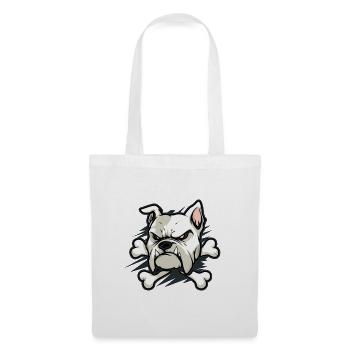 Bouledogue en colère avec os - Sac en tissu - blanc - Devant