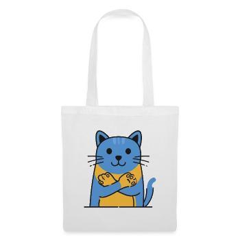 Blue Cat Friend Hugging Paws - Tote Bag - white - Front