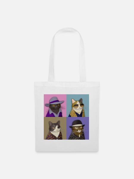 Badass Cat Quartet - Stoffbeutel - Weiß