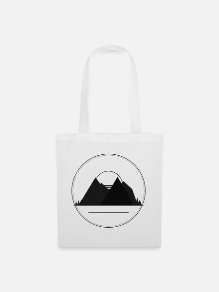 Bergsilhouette Kreisbadge - Stoffbeutel - Weiß