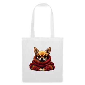 Câlin d’hiver Chihuahua avec écharpe - Sac en tissu - blanc - Devant