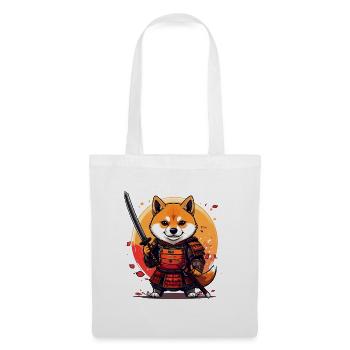 Shiba Inu Samurai in Rüstungs-Design - Stoffbeutel - Weiß - Vorne