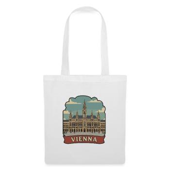 Wiener Karlskirche Vintage Travel Abzeichen - Stoffbeutel - Weiß - Vorne