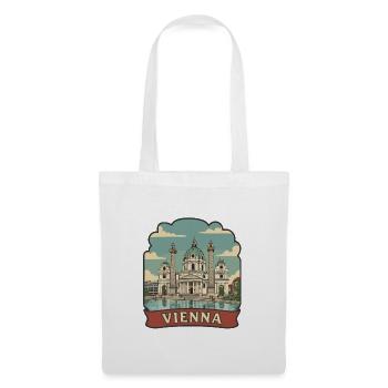 Wiener Karlskirche Vintage Travel Abzeichen - Stoffbeutel - Weiß - Vorne