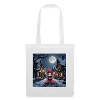 Lunarer Weihnachtself mit Geschenk - Stoffbeutel - Weiß - Vorne