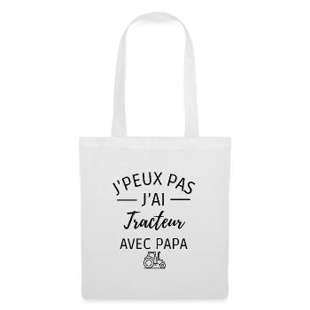 je peux pas j'ai tracteur avec papa - Sac en tissu - blanc - Devant