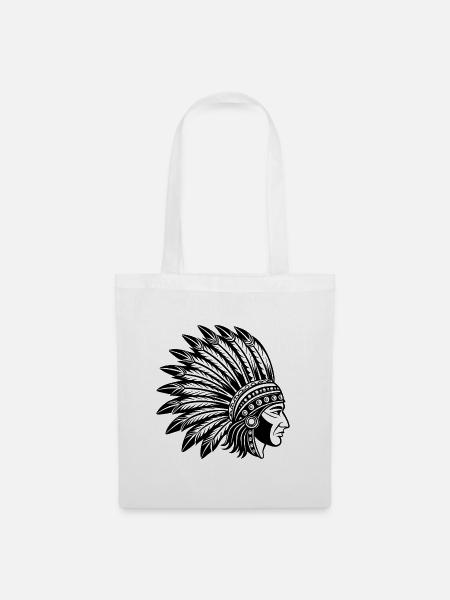 Indischer Kopfschmuck - Stoffbeutel - Weiß
