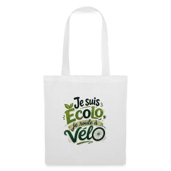 Je suis Ecolo je roule à Vélo - Sac en tissu - blanc - Devant