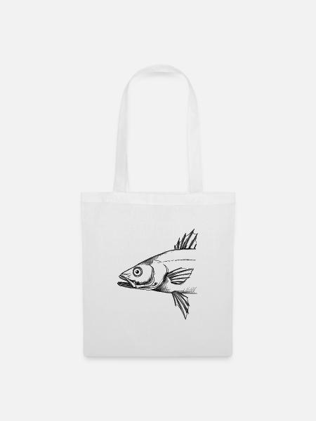 Fischkopf – Illustration - Stoffbeutel - Weiß