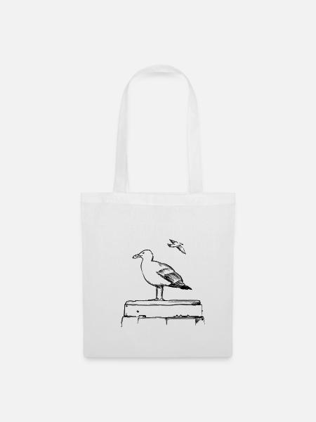 Möwe – Illustration - Stoffbeutel - Weiß