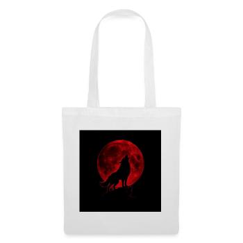 Loup hurle sous Lune Rouge - Sac en tissu - blanc - Devant
