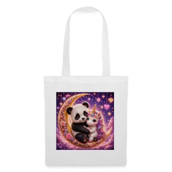 Mond kuschel Panda Einhorn Geschenk - Stoffbeutel - Weiß - Vorne