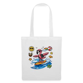 Surfer flamingo on wave - Tote Bag - white - Front
