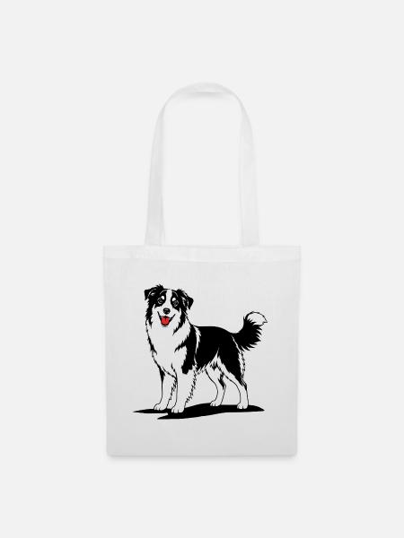 Australian Shepherd schwarzweiß - Stoffbeutel - Weiß