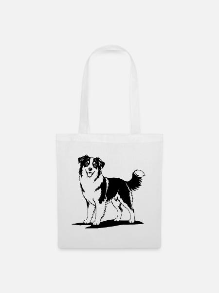Australian Shepherd schwarz - Stoffbeutel - Weiß