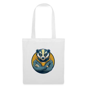 Badger Kawaii Mascotte Cartoon Clipart Logo Badge - Sac en tissu - blanc - Devant