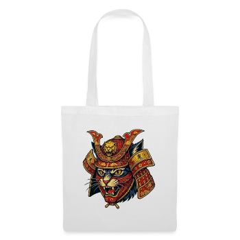 Art d’anime japonais de chat samouraï - Sac en tissu - blanc - Devant