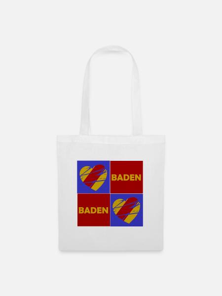 Baden Herz Quadrat - Stoffbeutel - Weiß
