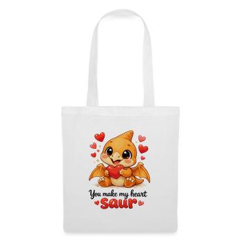 Cute Baby Dino Pterodactyl – Heart Saur Saying - Tote Bag - white - Front