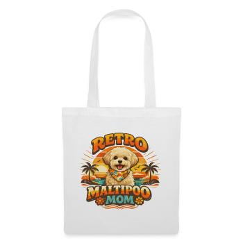Maman rétro Maltipoo : Sunset Design des années 70 - Sac en tissu - blanc - Devant