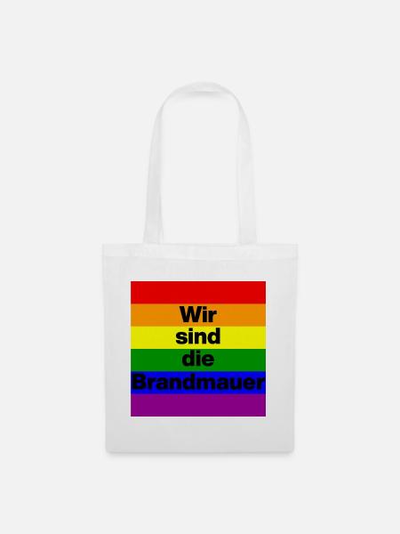 Wir sind die Brandmauer, No NZS, No AFD, Bunt - Stoffbeutel - Weiß
