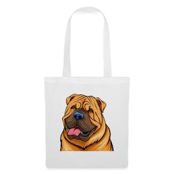 Shar-Pei (Comic-Porträt) - Stoffbeutel - Weiß - Vorne