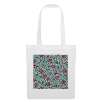 Pink roses on a turquoise background - Tote Bag - white - Front