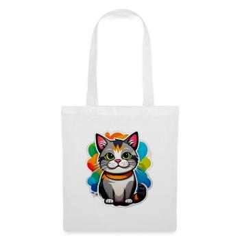 Chaton coloré avec ballons festifs - Sac en tissu - blanc - Devant