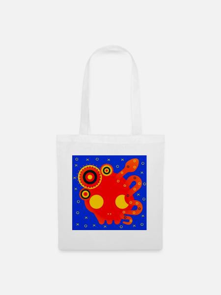 Zusammenfassung: Rote Oktopus-Mandala - Stoffbeutel - Weiß