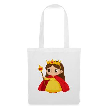 Kleine Königin mit Zepter – Kawaii-Comic-Figur - Stoffbeutel - Weiß - Vorne