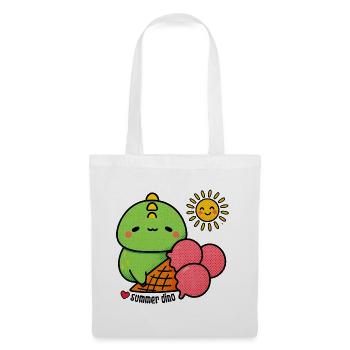 Dino d’été avec cornet de glace - Sac en tissu - blanc - Devant