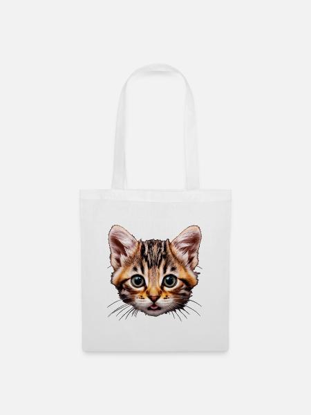 tabby kätzchen Nahaufnahme-Porträt - Stoffbeutel - Weiß