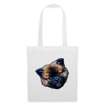 Tête d’Eurasie aux yeux bleus duveteuse - Sac en tissu - blanc - Devant