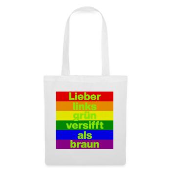 ICH BIN GERNE LINKS GRÜN VERSIFFT, NO NZS, FRIEDEN - Stoffbeutel - Weiß - Vorne