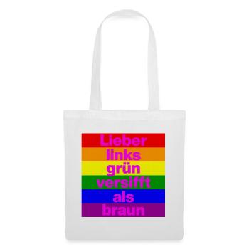 ICH BIN GERNE LINKS GRÜN VERSIFFT, NO NZS, FRIEDEN - Stoffbeutel - Weiß - Vorne