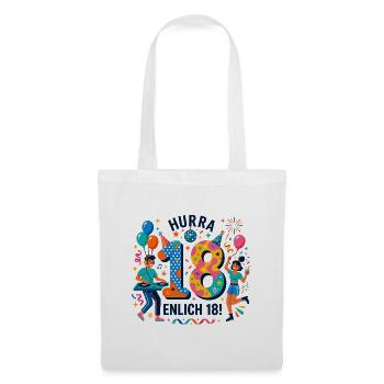 Hurra 18 Endlich Volljährig Party - Stoffbeutel - Weiß - Vorne