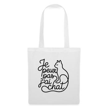 Je peux pas, j'ai chat - Sac en tissu - blanc - Devant