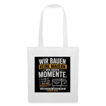 Wir bauen Momente – Veranstaltungs Technik - Stoffbeutel - Weiß - Vorne