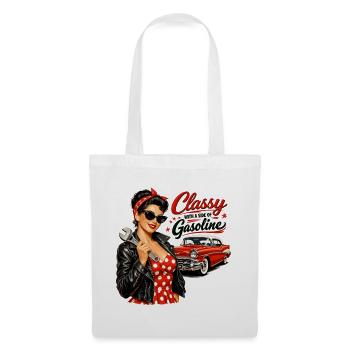 Pin-Up vintage : classe avec un peu d’essence - Sac en tissu - blanc - Devant