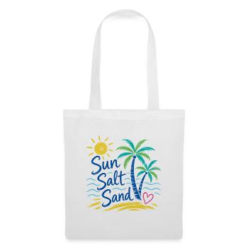 Sable de sel au soleil – Motif de palmiers de plage d’été - Sac en tissu - blanc - Devant
