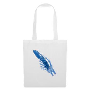 Couteau à rayons X bleu en main - Sac en tissu - blanc - Devant