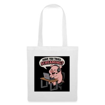 Pig at the headset desk - Tote Bag - white - Front