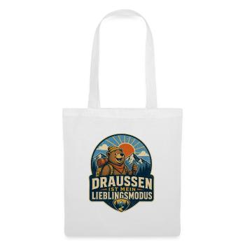 Draußen ist mein Lieblingsmodus – Bär - Stoffbeutel - Weiß - Vorne