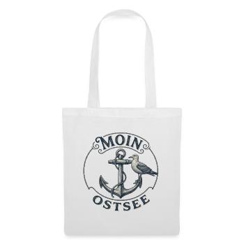 Ostsee Anker mit Möwe Vintage - Stoffbeutel - Weiß - Vorne