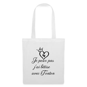 Je_peux_pas_j-ai_btise_avec_Tonton - Sac en tissu - blanc - Devant