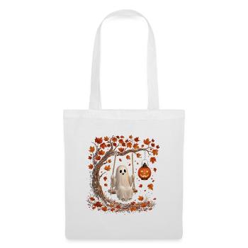 Halloween Ghost on Swing with Pumpkin Autumn - Tote Bag - white - Front