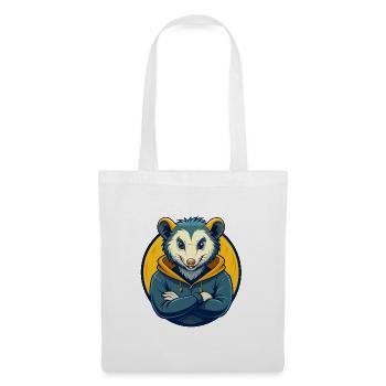 Opossum Kawaii Maskottchen Cartoon Clipart Logo Abzeichen - Stoffbeutel - Weiß - Vorne