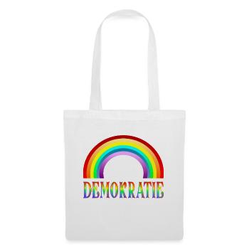 Regenbogen Demokratie - Haltung - Stoffbeutel - Weiß - Vorne