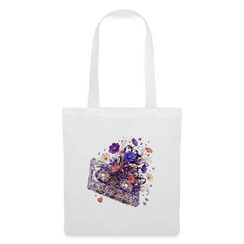 Cassette florale rétro futuriste - Sac en tissu - blanc - Devant